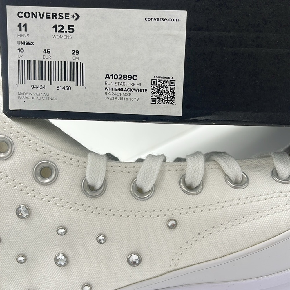 Converse Men’s High-Top Platform Sneakers A10289C RUN STAR HIKE HI WHITE/BLACK - Picture 16 of 16